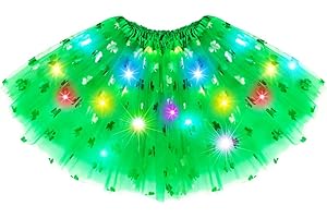 Nicute Light Up Green Tutu Skirt LED St. Patrick's Day Tutu Glow Clover Irish Festival Skirt Costume for Women