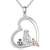 LWQQWL Cat Necklace Sterling Silver Cat Heart Pendant Animal Jewelry Gifts for Women Men Cat Lover