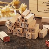 Ziranee Wooden Rubber Stamps Kit 36 Letters w/ Storage Box for Crafts view 6