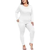 ForHailey Women's Plus Size Thermal Sets for Women Underwear Long Johns Long Sleeve Base Layer Top and Bottom Sets XL-5XL