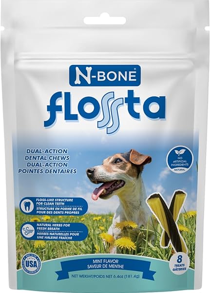 N-BONE FLOSSTA DUAL ACTION DENTAL CHEWS MINT FLAVOR,...