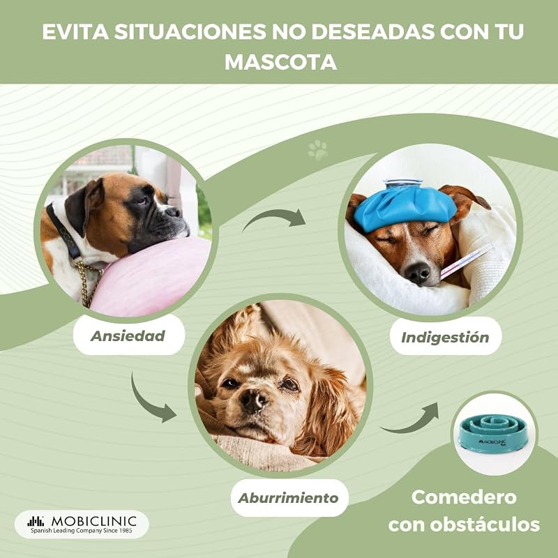 ® Pets, Comedero Lento antivoracidad, para Perros, Antideslizante, Forma de Espiral, 19, 5x4, 6X 20, 6cm, Bienestar digestivo, 500ml, Fácil Limpiar, Resistente y Duradero, Gatos, Mascotas