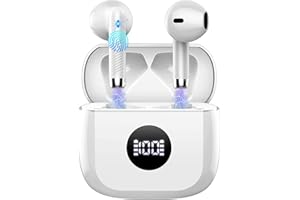 JXREV Wireless Earbuds, Bluetooth 5.3 Ear Buds LED Power Display Headphones Bass Stereo, Bluetooth Earbuds in-Ear Noise Cancelling Mic, 40H Playback Mini Case IP7 Waterproof Sports Earphones for Android iOS