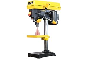 Woodskil 8 Inch Drill Press, 2.3 Amp 5-Speed Bench Drill Press with Laser Guide and Cast Iron Worktable, Bench Top Drilling Machine