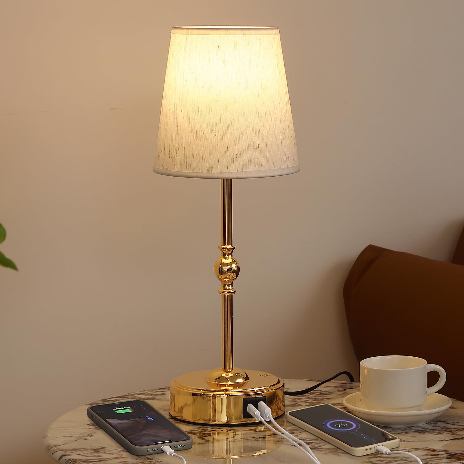 Photo 1 of MEIXISUE Bedside Table Lamp for Bedroom with 2 USB Charging Ports Minimalist Modern Small Gold Nightstand Lamp 3-Way Dimmable Touch Desk Lamp for Living Room Home Office Dorm,LED Bulb Included