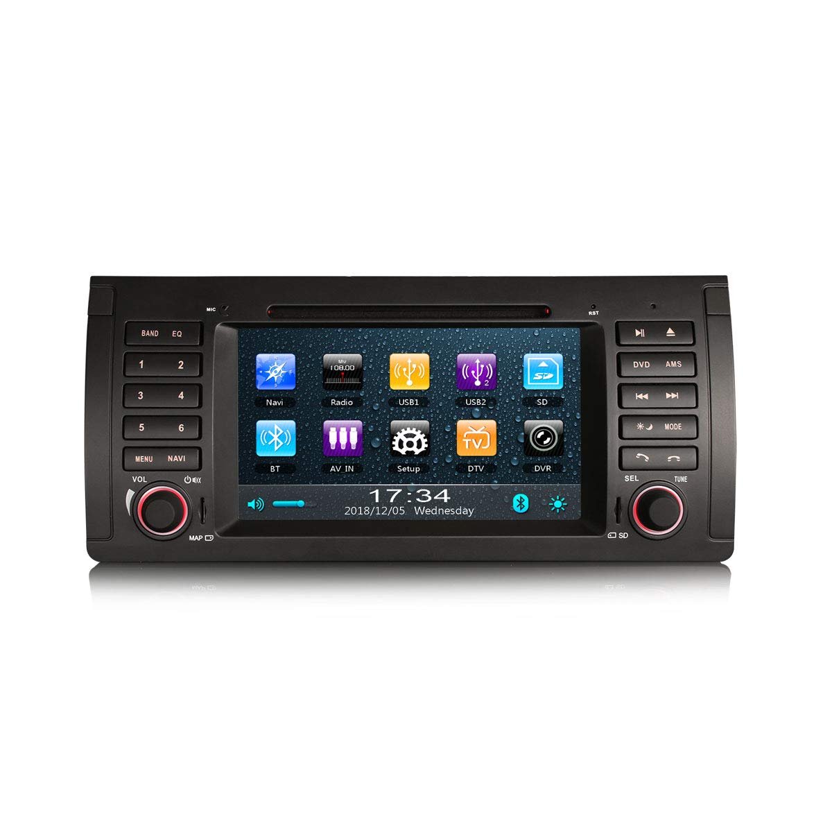 Erisin 7 Inch Car Stereo for 5 Series E39 X5 E53 M5 Multimedia DVD Player Head Unit with GPS Sat Nav Support Bluetooth 3G DVD DVR DTV USB SD RDS Disc Player