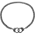 Mens Biker Punk Rocker Jewelry Large Statement Chain Handcuff Necklace in Black Gold Silver Tone Stainless Steel Pendant for Teens Women - 20 Inch