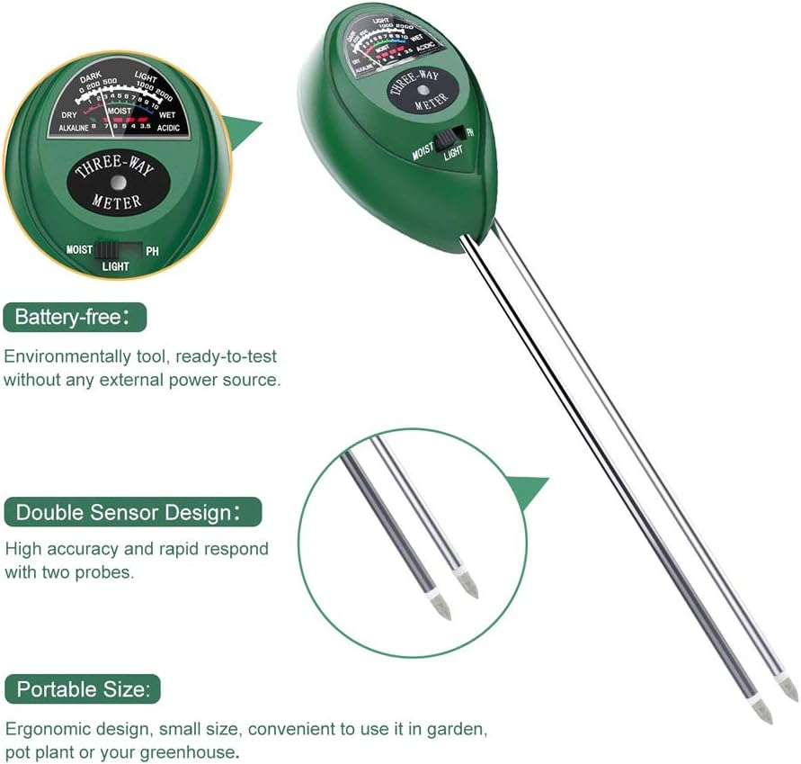 9Pcs Bonsai Tools Kit with 3in1 Moisture Sensor/Sunlight/PH Tester