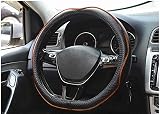 ISTN Microfiber Leather Car Steering Wheel Cover 15 Inch D Shape Black Orange view 2