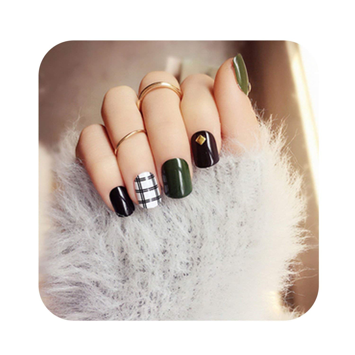 Amazon Com 20 Style Choose Fake Nail Art Latticed Striated