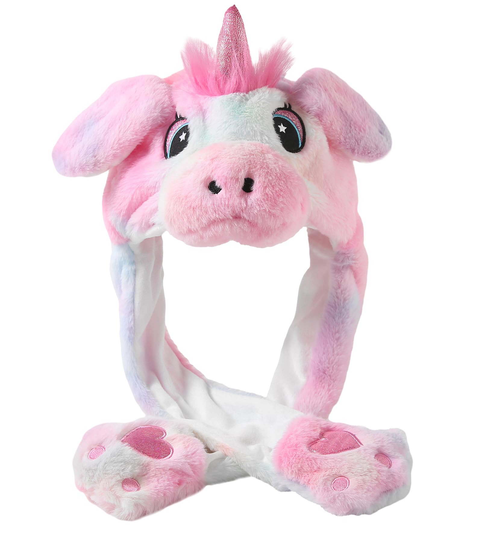 Focupaja Ear Moving Hat Animal Cartoon Jumping Cap Halloween Christmas Funny Hat Adults Unicorn Colorful