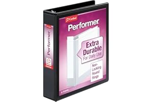 Cardinal Classeur Performer ClearVue, anneau rond de 3,8 cm, capacité de 350 feuilles, format lettre, noir, anti-adhésif, san