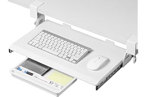 ETHU Keyboard Tray Under Desk, 19.7" X 12.2" Small Size C Clamp Keyboard Drawer Under Desk, Computer Keyboard Stand Slide Pull Out, Ergonomic Keyboard Tray for Home, Office(White)