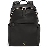 TUMI - Voyageur Raina Backpack - Women's Premium Leather Backpack - Everyday Bag with Phone Pocket & Laptop Compartment - Black, Light Gold Hardware