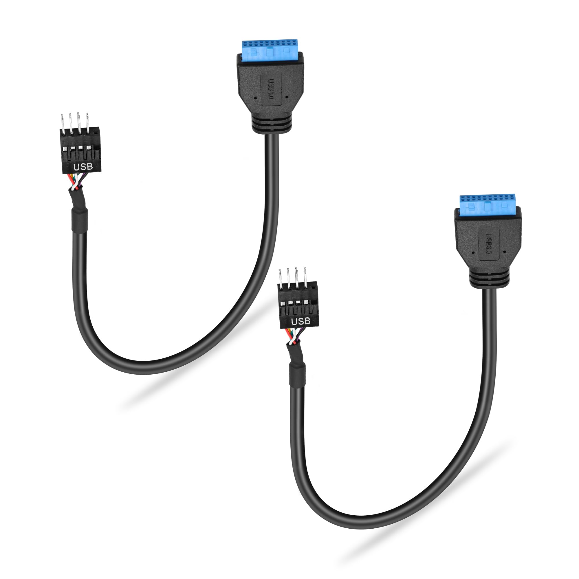 GINTOOYUN 2 PCS USB3.0 to USB2.0 Motherboard Cable USB3.0 19/20 Pin Female to Motherboard 9-Pin USB2.0 Male Cable for Motherboard,Motherboard 9-Pin USB2.0 Cable etc(7.8Inch)(Style 2)