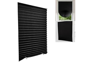 MALOKI Black Blinds for Window, Cordless Window Blinds No Drill Blinds Blackout Mini Blinds Room Darkening Shades for Windows,Easy to Cut and Install - 24x59Inch (Fits Windows 15-24 Inch)