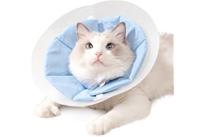 IKIPUKO Cat Cone Collar Soft Adjustable Recovery Pet E-Collar After Surgery, Lightweight Waterproof Kitten Cones, Protective Neck Cones for Small Dogs to Stop Licking Wounds, Blue, S