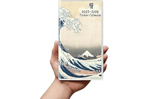 ADUN Stationery Pocket Calendar 2025-2026 Planner, Daily Weekly Monthly Planner Jan 2025 to Dec 2026 (3.7" x 6.7") Page Size, Daily Planner 2025 for Purse - Wave