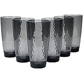 yongzhenlite Set of 6 26-Ounce Large Acrylic Glasses Plastic Tumbler/Drinking Cups,Hammered Style,BPA Free (Grey)