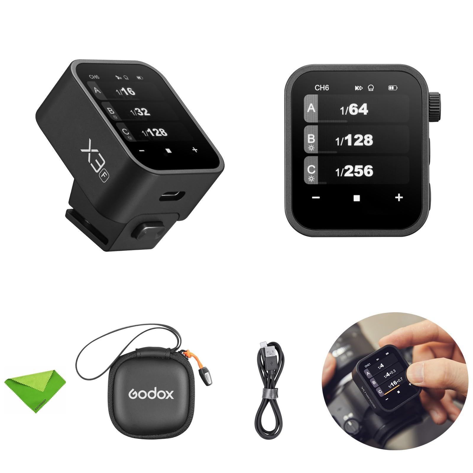 GODOX X3-F X3F X3 F Touchscreen TTL Wireless Flash Trigger for Fuji, 2.4GHz Wireless, High Speed Sync, OLED Screen Adjustable Brightness TTL Speedlight Transmitter for Fujifilm Cameras (Autoflash)