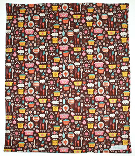 Dish Drying Mat - Pet Placemat - Appliance Mat - Kitchen Mat - Retro Kitchen Print on Brown - 16"x20"