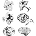 JANYUN 120 Pairs Butterfly Clutch Tie Tacks Pin Back Replacement with 8mm Length Blank Pins for Craft Making (Silver)