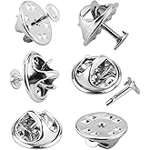 JANYUN 120 Pairs Butterfly Clutch Tie Tacks Silver Locking Pin Back | Metal Holder Clasp Lock Backings,Replacement with 8mm Length 4mm Width Blank Pins for Brooch Lapel Enamel Craft Making Badges