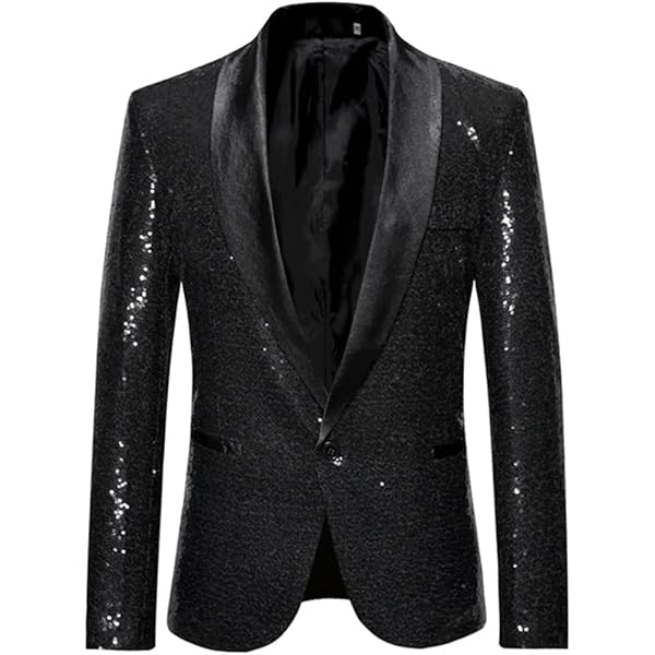 Amazon.com: Silver Sequin Blazer Jacket Men Prom Stage Singer
