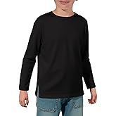 Haloumoning Boys Long Sleeve Shirts Kids Crewneck T-Shirts Casual Split Hem Fall Tops Tees 5-14 Years