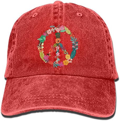 CDHLBNG Men and Women Peace, Love, and Flowers Vintage Jeans Baseball Cap