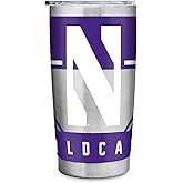 Rico Industries NCAA Northwestern Wildcats 20oz Stainless Steel Tumbler with Lid - Great For Coffee, Tea, Water or Cocktails