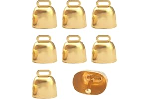 ZGWANSUI 8 Pack Cow Horse Sheep Grazing Copper Bells, Small Metal Brass Bells, Loud Ringing Cowbell Noisemakers, Hanging Jingle Bell for Animal Pet Collar Doors Crafts Christmas Wedding Decor (Gold)