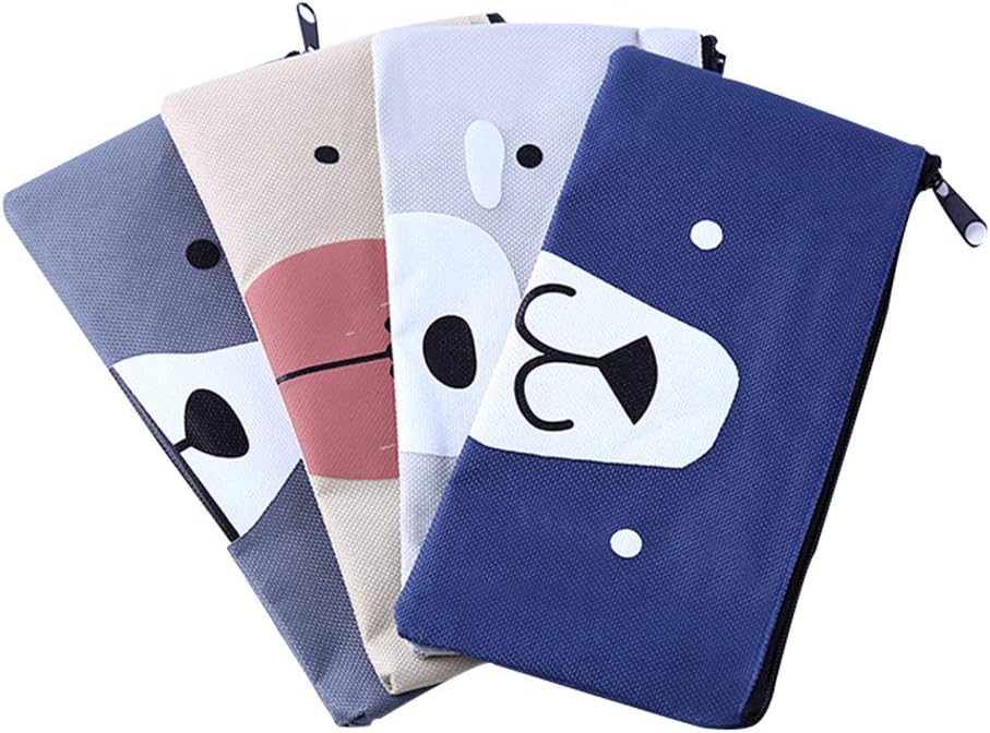Funny live Set of 4 Bear's Nose Pen Bag Pencil Case Oxford Cloth Pencil Bag Simple Stationery Bag Student Stationery Pencil Case Dark Grey,Beige,Blue,Gray