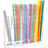 Reusable Tumbler Straw Organizer Storage Container for Counter Cabinet Cupboard Kitchen Acrylic Straw Holder for Stanley Reusable Organizer with Double Sided Adhesive Tape