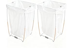 2pcs Garbage Bag Holder, Metal Collapsible Trash Bag Holder Frame Holds 30-45 Gallons, Multi-Use Outdoor Leaf Bag Holder for 
