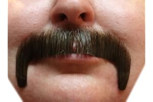 CITY COSTUME WIGS Brown Sonny Bono Villain Human Hair Mustache (Dark Brown)