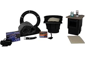 HALF OFF PONDS PondBuilder Crystal 4,000 GPH Submersible Pump Pond Kit 15' x 20' EPDM Rubber Pond Liner, Waterfall Filter, Skimmer, Lighting & Plumbing Koi Pond Kit, Backyard Water Garden