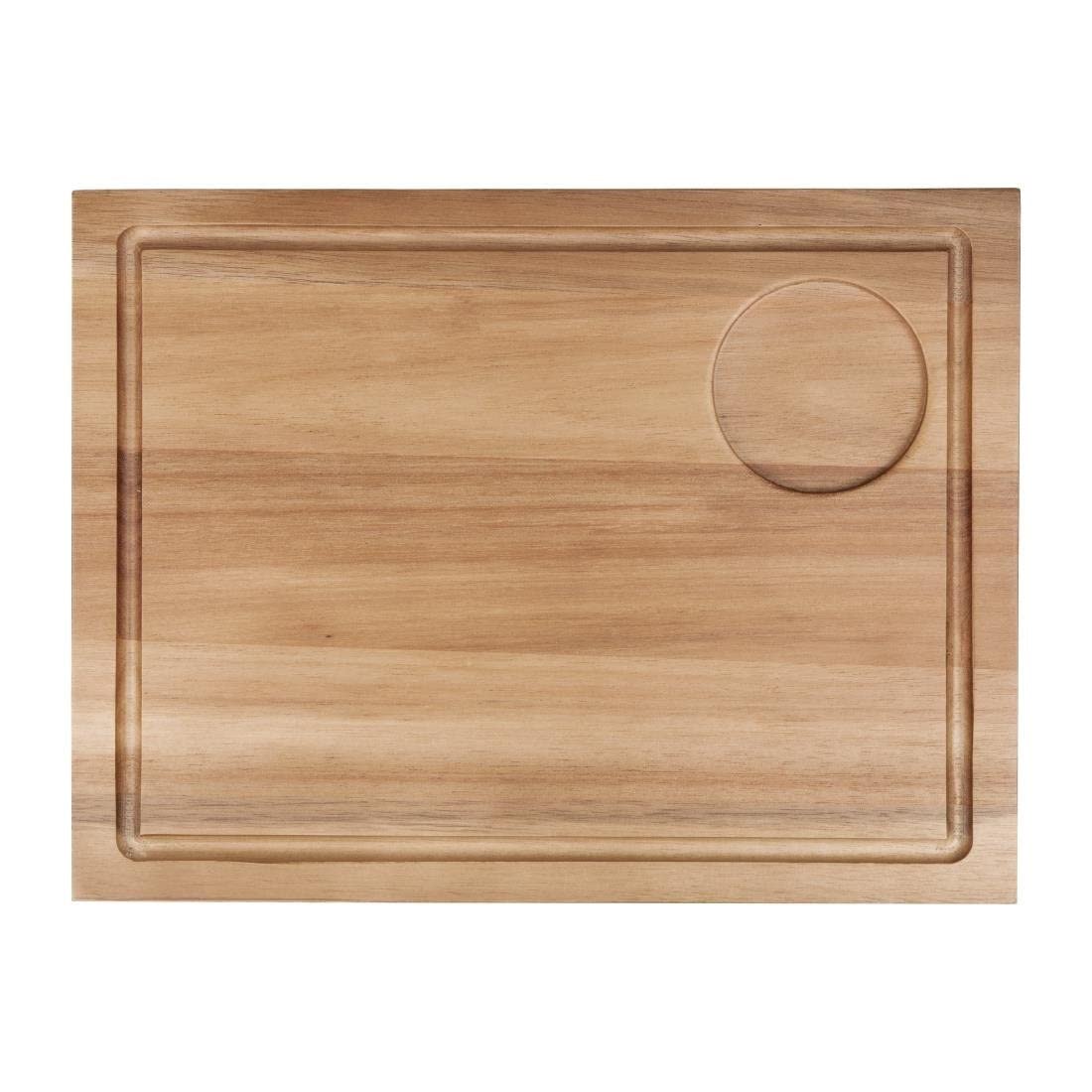 Olympia Large Acacia Wood Steak Board with Juice Channel 310(W) x 240 (D) mm - Thick Cutting Board for Carved Meat DP139
