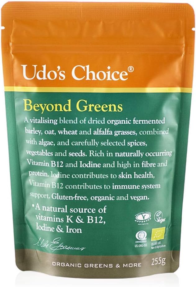 Greens Powder with Barley, Kale, Chlorella & Spirulina, Organic Vegan Superfood for Skin Gut & Immune Health