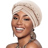 DRESHOW African Women Turban Caps Beanie Twist Headscarf Pre-Tied Double Twisted Braid Hair Cover Wrap Chemo Cancer Hat