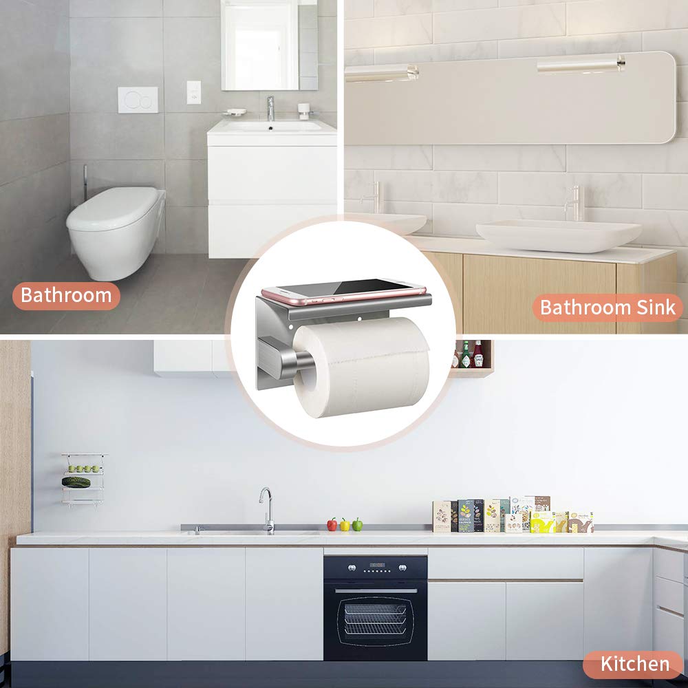 Selbstklebend Toilettenpapierhalter, Sunvito Toilettenpapierrollenhalter Ohne Bohren Klopapierhalter Zur Wandmontage, für Badzimmer, Küche (SUS304 Edelstahl)