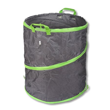 Schramm Pop-up Gartensack 85L Grün/Grau Sehr Stabiles Polyester Oxford Selbst Aufstellend Gartensäcke Pop up Garten Sack Säck