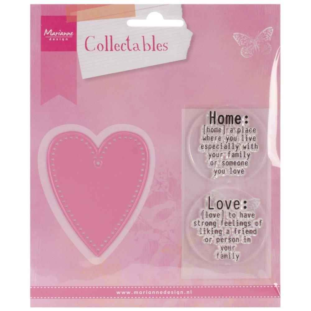 Marianne Design Love Collectables Cutting Die and Clear Stamp Set,