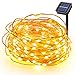 Boomile Waterproof Solar String Lights 8 Modes 100 LEDs 33ft Copper Wire Lights Starry Fairy String Lights Ambiance Lighting for Outdoor Landscape, Patio, Garden, Christmas Party, Wedding