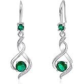 Aliyoham Silver Green Cubic Zirconia Dangle Earrings for Women, Hypoallergenic Rhinestone Dangle Hook Earrings for Women​​