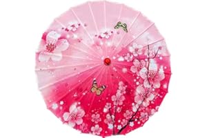 Bestage 33" Handmade Oiled Parasol Bamboo Silk Umbrella Chinese Japanese Art Classical Dance Umbrella Plum Blossom for Wedding Parties Photography Costumes Cosplay Decoration and Other Events