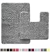 GORILLA GRIP Original Shaggy Chenille 2 Piece Area Rug Set, Includes Square U-Shape Contoured Toilet Mat & 30x20 Bathroom Rugs, Machine Wash/Dry Mats, Soft, Plush Rugs for Tub Shower & Bath Room, Gray