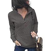 Barlver Womens Fashion Quarter Zip Stand Collar Sweatshirts Long Sleeve Plain Casual Ladies Pullovers Shirts Tops