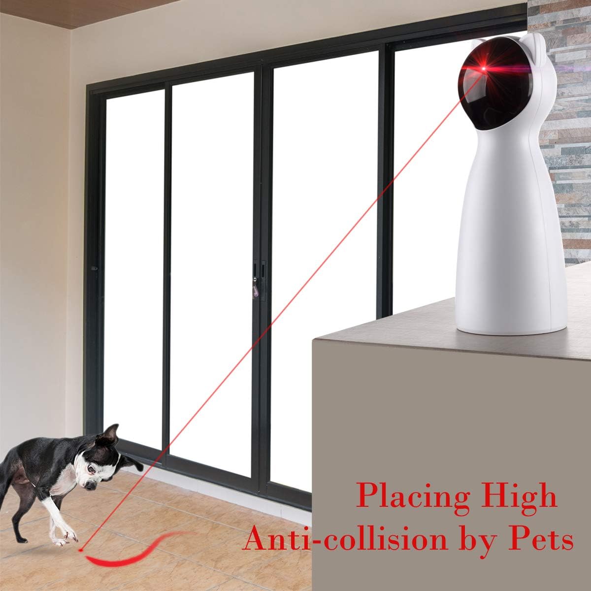 Yvelife Cat Laser Toy Automatic, Interactive Toy for Kitten/Dogs - USB Charging, Placing Hign, 5 Random Pattern, Automatic On/Off and Silent (P01), White, Medium : Pet Supplies