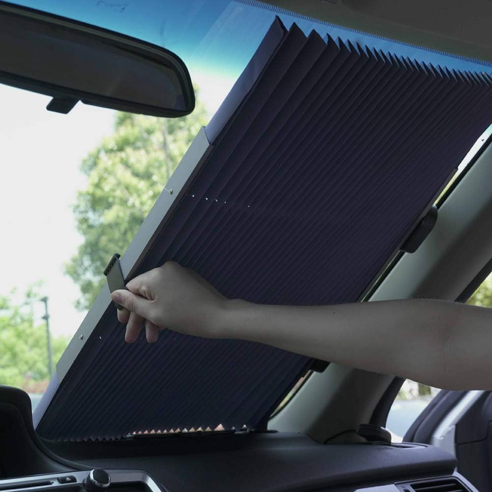 KSWD Aluminum Foil Retractable Windshield Sun Visor Sunscreen Heat